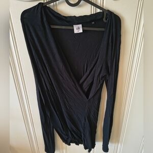 cabi Black Crossover Long Sleeve Top
